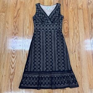 LOFT Ann Taylor Petites Black Lace Midi Dress With Nude Lining